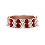 Load image into Gallery viewer, common-prong-ruby-double-row-diamond-eternity-band-in-rose-gold-FD11378BGRUDR-3.25CT-NL-RG
