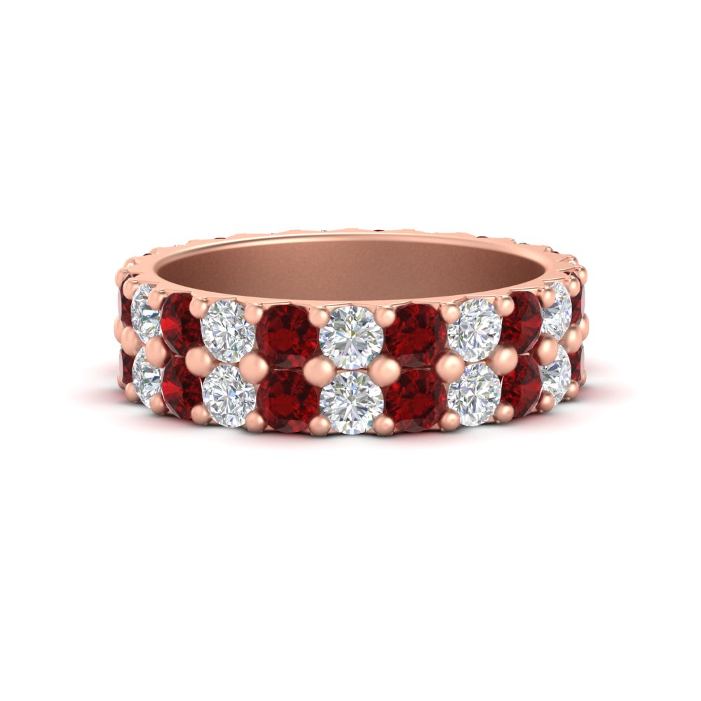 common-prong-ruby-double-row-diamond-eternity-band-in-rose-gold-FD11378BGRUDR-3.25CT-NL-RG