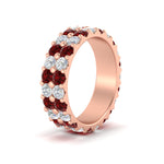 Load image into Gallery viewer, common-prong-ruby-double-row-diamond-eternity-band-in-rose-gold-FD11378BGRUDR-3.25CT-NL-RG
