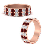 Load image into Gallery viewer, common-prong-ruby-double-row-diamond-eternity-band-in-rose-gold-FD11378BGRUDR-3.25CT-NL-RG

