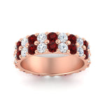 Load image into Gallery viewer, common-prong-ruby-double-row-diamond-eternity-band-in-rose-gold-FD11378BGRUDR-3.25CT-NL-RG
