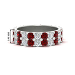 Load image into Gallery viewer, common-prong-ruby-double-row-diamond-eternity-band-in-white-gold-FD11378BGRUDR-3.25CT-NL-WG
