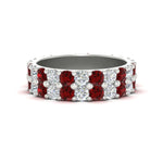 Load image into Gallery viewer, common-prong-ruby-double-row-diamond-eternity-band-in-white-gold-FD11378BGRUDR-3.25CT-NL-WG
