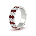 Load image into Gallery viewer, common-prong-ruby-double-row-diamond-eternity-band-in-white-gold-FD11378BGRUDR-3.25CT-NL-WG

