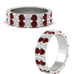 Load image into Gallery viewer, common-prong-ruby-double-row-diamond-eternity-band-in-white-gold-FD11378BGRUDR-3.25CT-NL-WG

