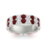 Load image into Gallery viewer, common-prong-ruby-double-row-diamond-eternity-band-in-white-gold-FD11378BGRUDR-3.25CT-NL-WG
