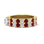 Load image into Gallery viewer, common-prong-ruby-double-row-diamond-eternity-band-in-yellow-gold-FD11378BGRUDR-3.25CT-NL-YG
