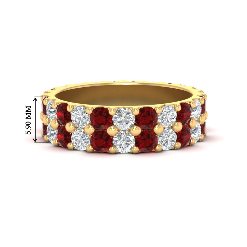 common-prong-ruby-double-row-diamond-eternity-band-in-yellow-gold-FD11378BGRUDR-3.25CT-NL-YG