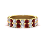 Load image into Gallery viewer, common-prong-ruby-double-row-diamond-eternity-band-in-yellow-gold-FD11378BGRUDR-3.25CT-NL-YG
