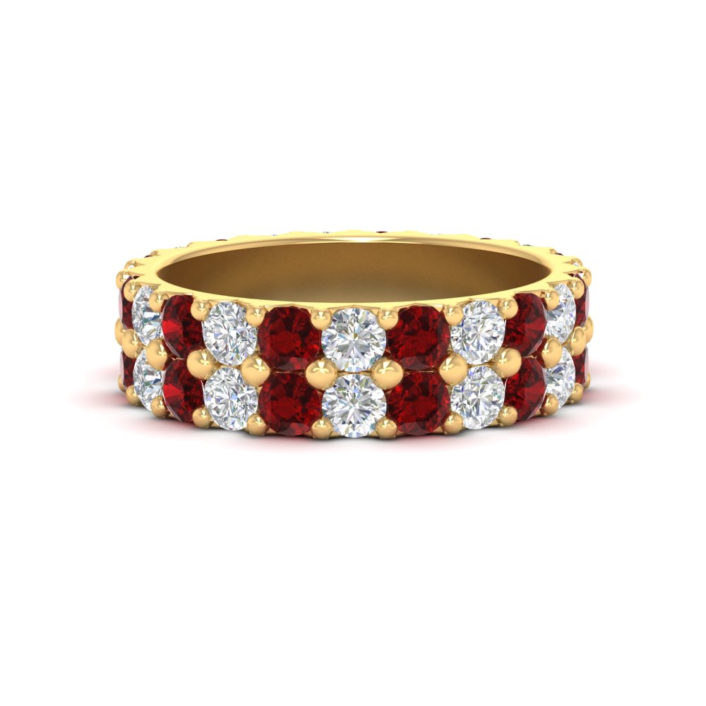 common-prong-ruby-double-row-diamond-eternity-band-in-yellow-gold-FD11378BGRUDR-3.25CT-NL-YG