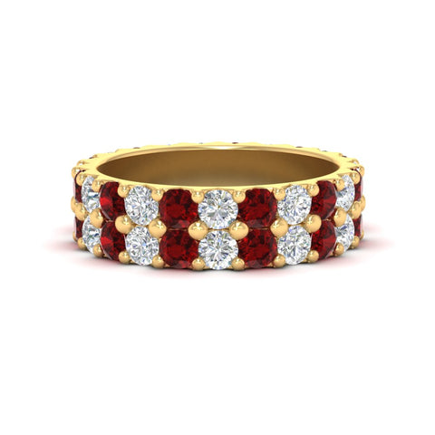 common-prong-ruby-double-row-diamond-eternity-band-in-yellow-gold-FD11378BGRUDR-3.25CT-NL-YG