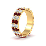 Load image into Gallery viewer, common-prong-ruby-double-row-diamond-eternity-band-in-yellow-gold-FD11378BGRUDR-3.25CT-NL-YG
