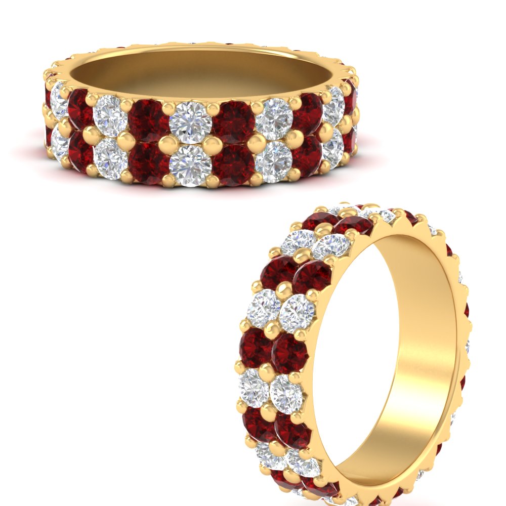 common-prong-ruby-double-row-diamond-eternity-band-in-yellow-gold-FD11378BGRUDR-3.25CT-NL-YG