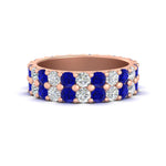 Load image into Gallery viewer, common-prong-sapphire-double-row-diamond-eternity-band-in-rose-gold-FD11378BGSABL-3.25CT-NL-RG
