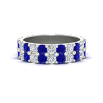 Load image into Gallery viewer, common-prong-sapphire-double-row-diamond-eternity-band-in-white-gold-FD11378BGSABL-3.25CT-NL-WG
