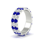 Load image into Gallery viewer, common-prong-sapphire-double-row-diamond-eternity-band-in-white-gold-FD11378BGSABL-3.25CT-NL-WG
