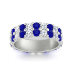 Load image into Gallery viewer, common-prong-sapphire-double-row-diamond-eternity-band-in-white-gold-FD11378BGSABL-3.25CT-NL-WG
