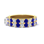 Load image into Gallery viewer, common-prong-sapphire-double-row-diamond-eternity-band-in-yellow-gold-FD11378BGSABL-3.25CT-NL-YG
