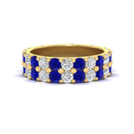 Load image into Gallery viewer, common-prong-sapphire-double-row-diamond-eternity-band-in-yellow-gold-FD11378BGSABL-3.25CT-NL-YG
