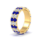 Load image into Gallery viewer, common-prong-sapphire-double-row-diamond-eternity-band-in-yellow-gold-FD11378BGSABL-3.25CT-NL-YG
