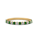 Load image into Gallery viewer, common-prong-thin-round-diamond-wedding-band-with-emerald-in-FDENS3023BGEMGR-NL-YG
