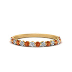 Load image into Gallery viewer, common-prong-thin-round-diamond-wedding-band-with-orange-sapphire-in-FDENS3023BGSAOR-NL-YG
