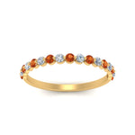 Load image into Gallery viewer, common-prong-thin-round-diamond-wedding-band-with-orange-sapphire-in-FDENS3023BGSAOR-NL-YG
