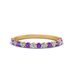 Load image into Gallery viewer, common-prong-thin-round-diamond-wedding-band-with-purple-topaz-in-FDENS3023BGVITO-NL-YG

