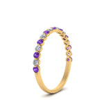 Load image into Gallery viewer, common-prong-thin-round-diamond-wedding-band-with-purple-topaz-in-FDENS3023BGVITO-NL-YG
