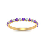 Load image into Gallery viewer, common-prong-thin-round-diamond-wedding-band-with-purple-topaz-in-FDENS3023BGVITO-NL-YG
