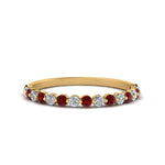 Load image into Gallery viewer, common-prong-thin-round-diamond-wedding-band-with-ruby-in-FDENS3023BGRUDR-NL-YG
