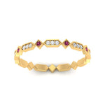 Load image into Gallery viewer, compass-point-antique-stacking-diamond-ring-with-pink-sapphire-in-yellow-gold-FD9672BGSADRPI-NL-YG.jpg
