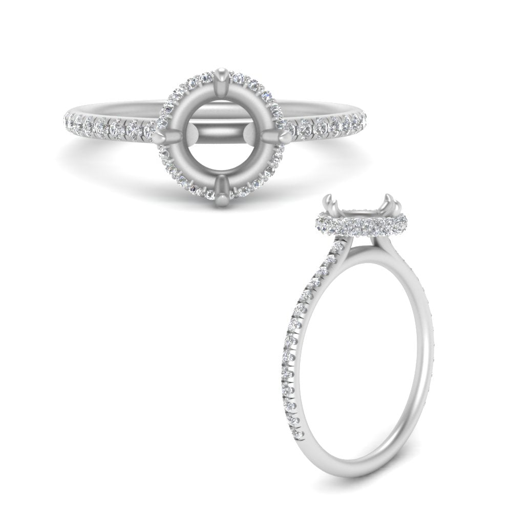 Semi Mount Compass Point Under Halo Engagement Ring