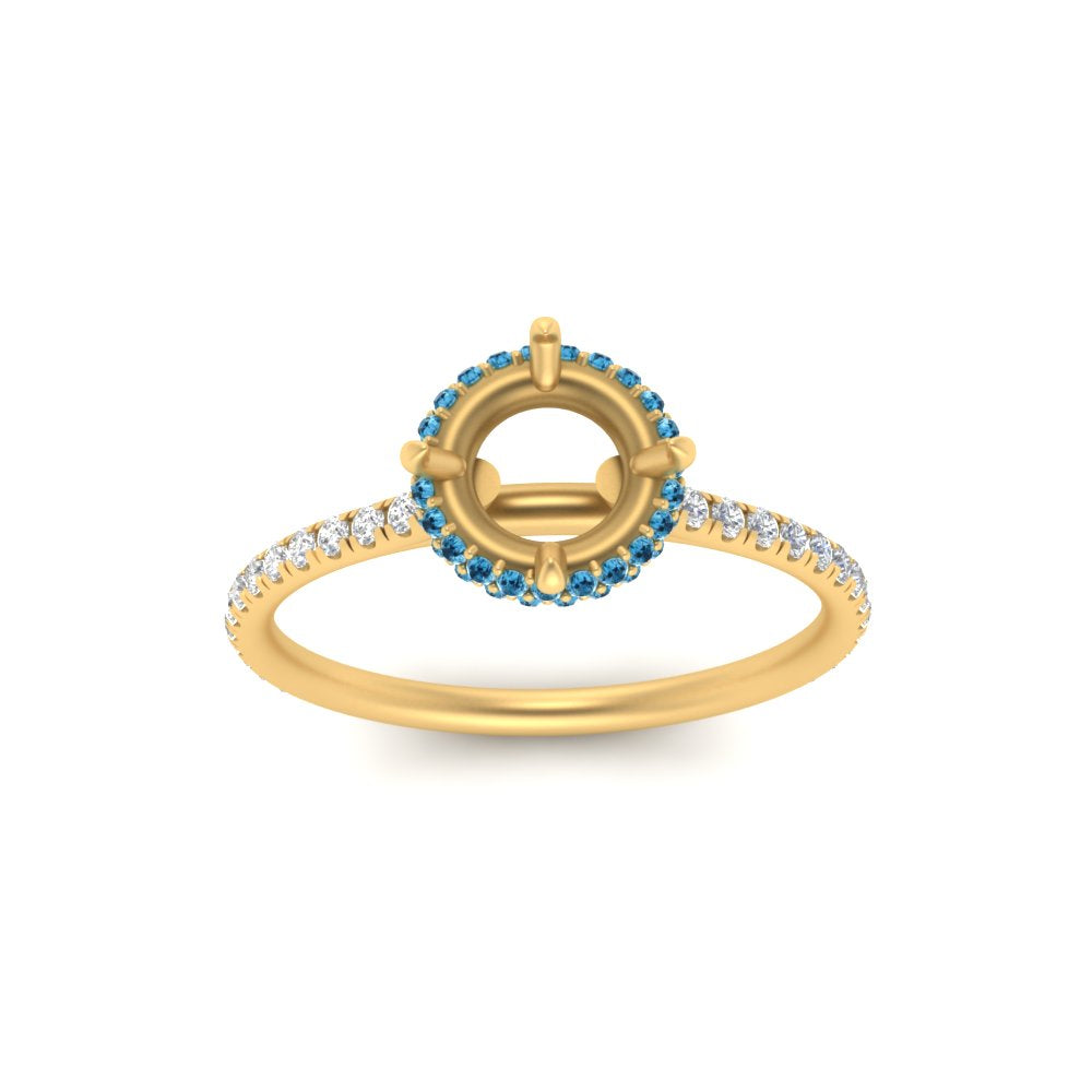 Semi Mount Compass Point Under Halo Engagement Ring