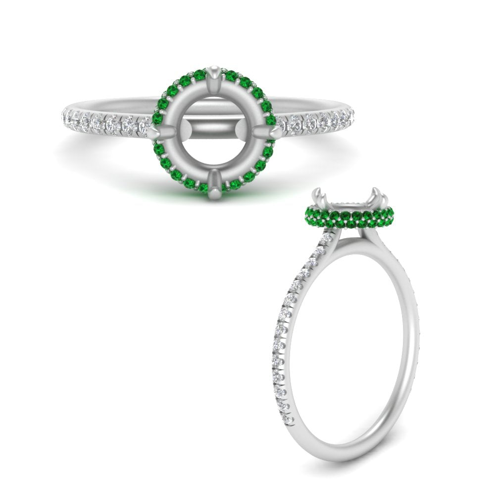 Semi Mount Compass Point Under Halo Engagement Ring