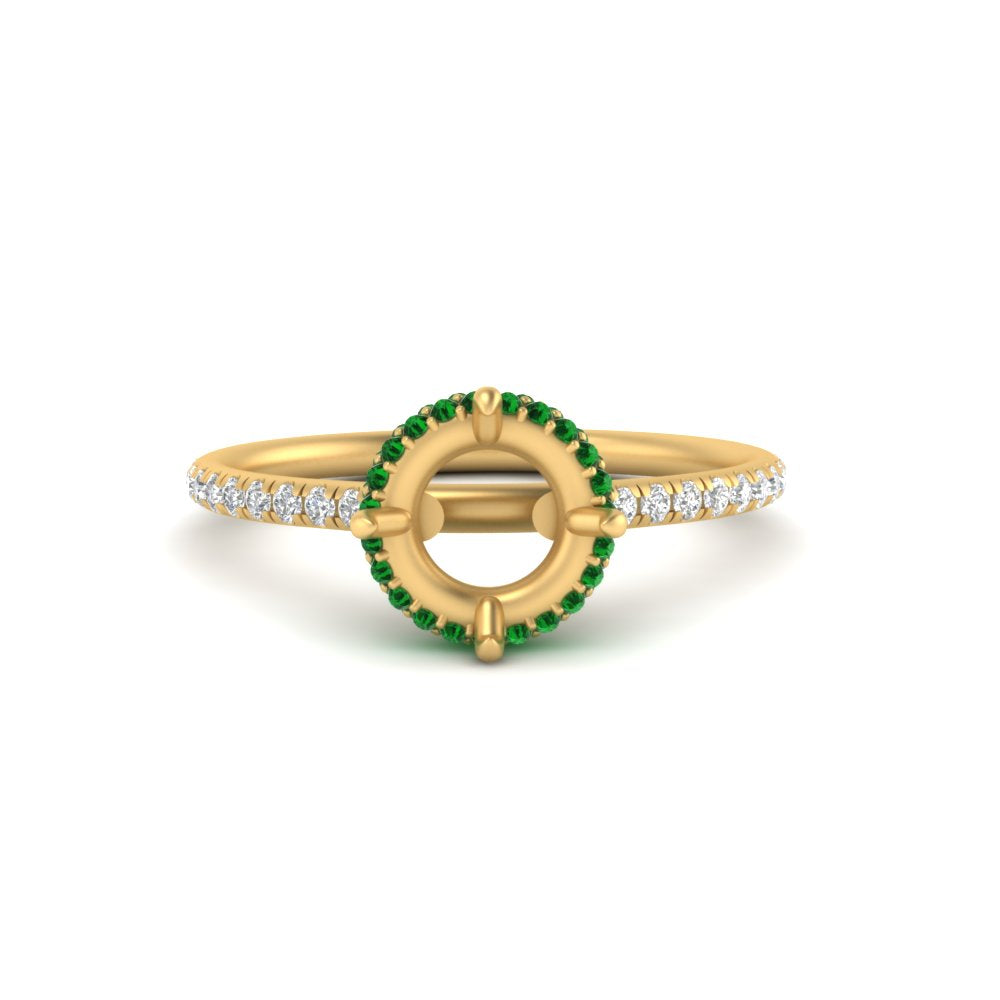 Semi Mount Compass Point Under Halo Engagement Ring