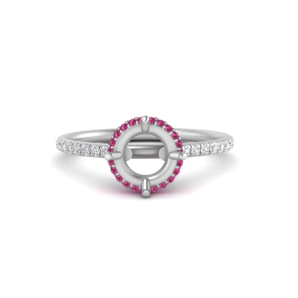 Semi Mount Compass Point Under Halo Engagement Ring