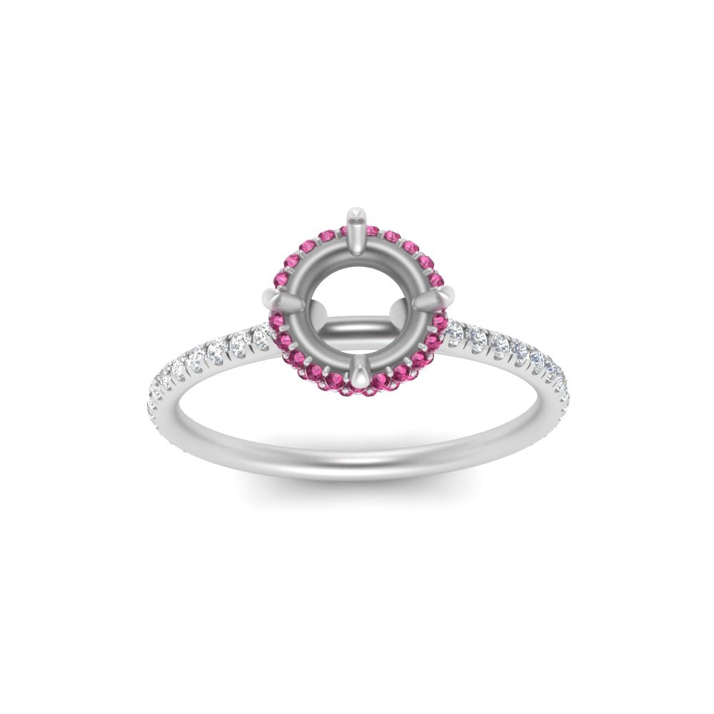 Semi Mount Compass Point Under Halo Engagement Ring