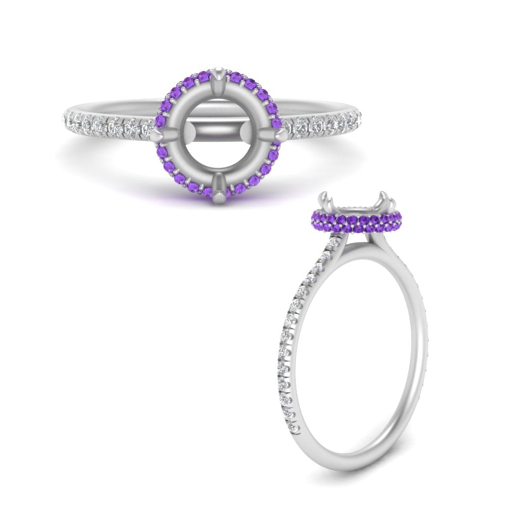 Semi Mount Compass Point Under Halo Engagement Ring