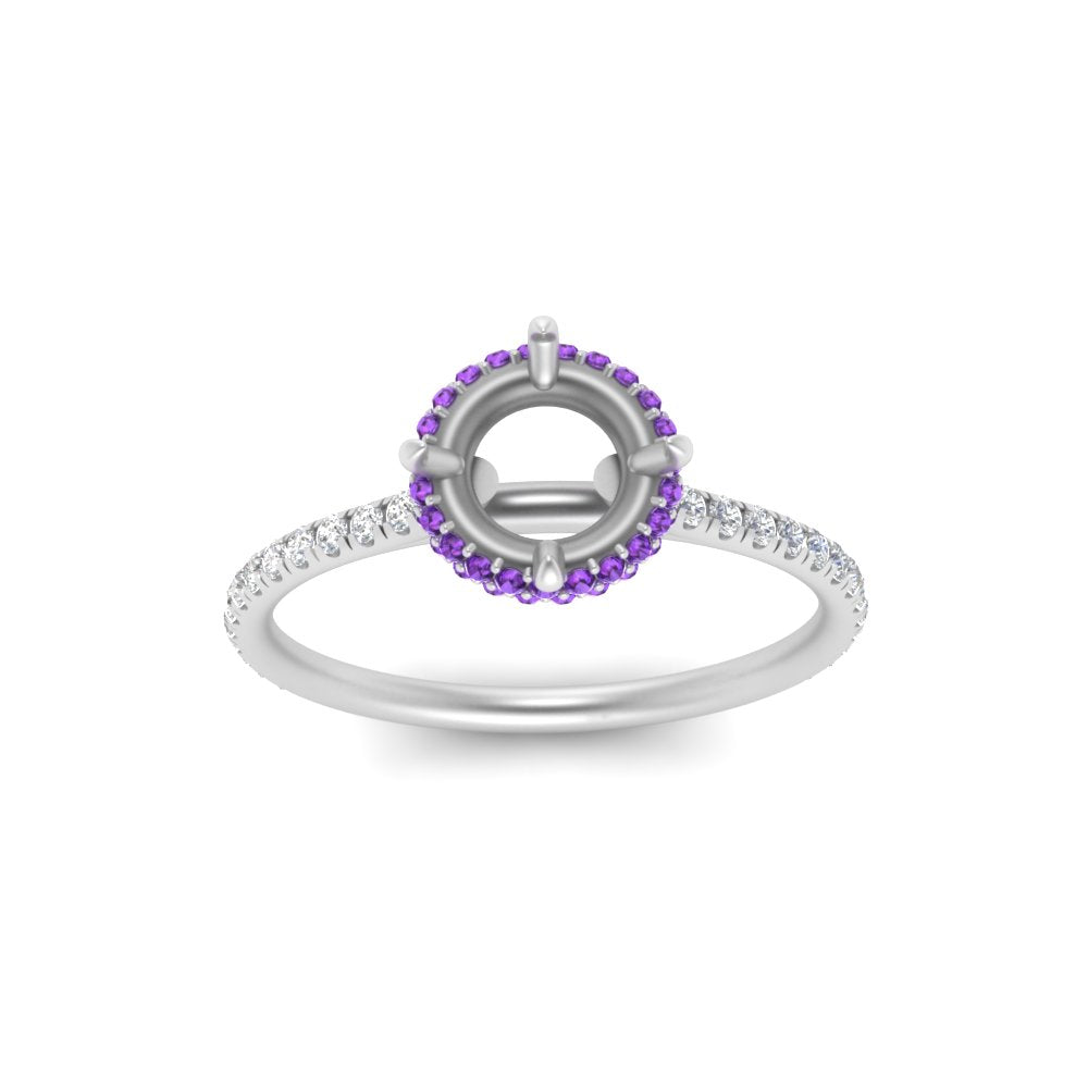 Semi Mount Compass Point Under Halo Engagement Ring