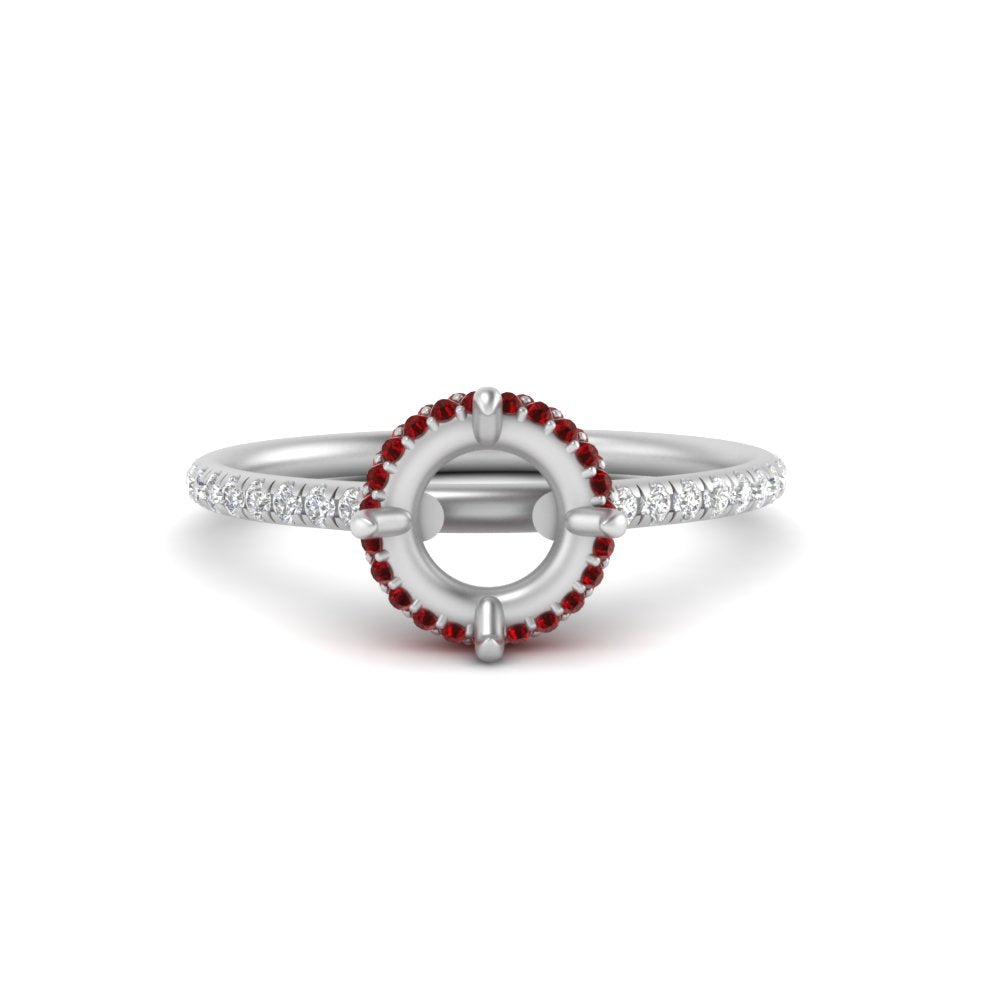 Semi Mount Compass Point Under Halo Engagement Ring