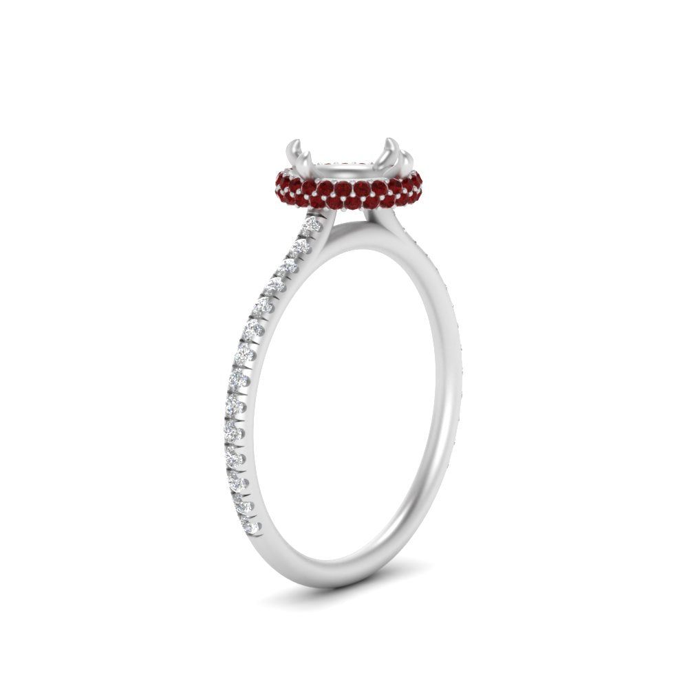 Semi Mount Compass Point Under Halo Engagement Ring