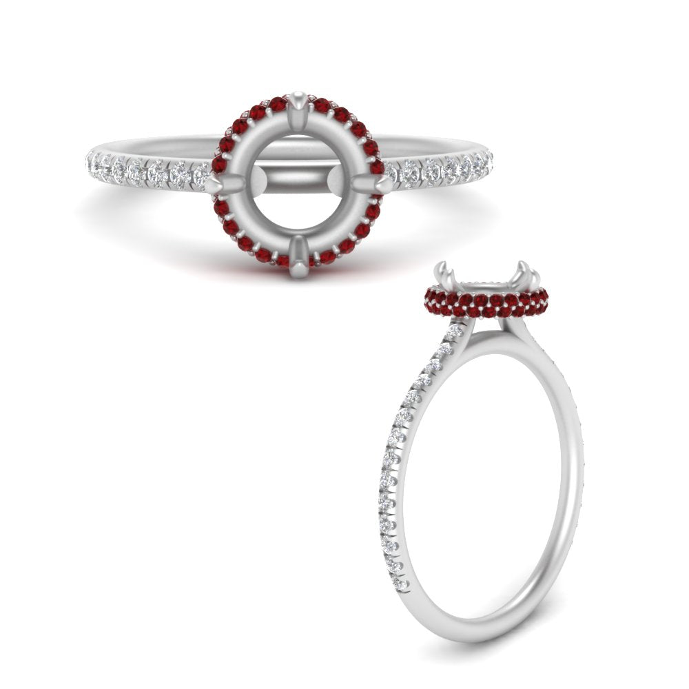 Semi Mount Compass Point Under Halo Engagement Ring