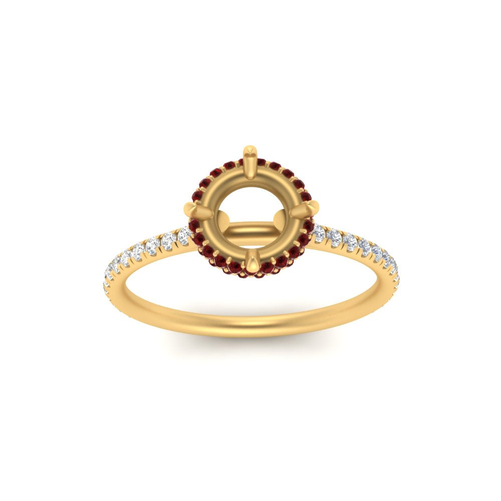 Semi Mount Compass Point Under Halo Engagement Ring