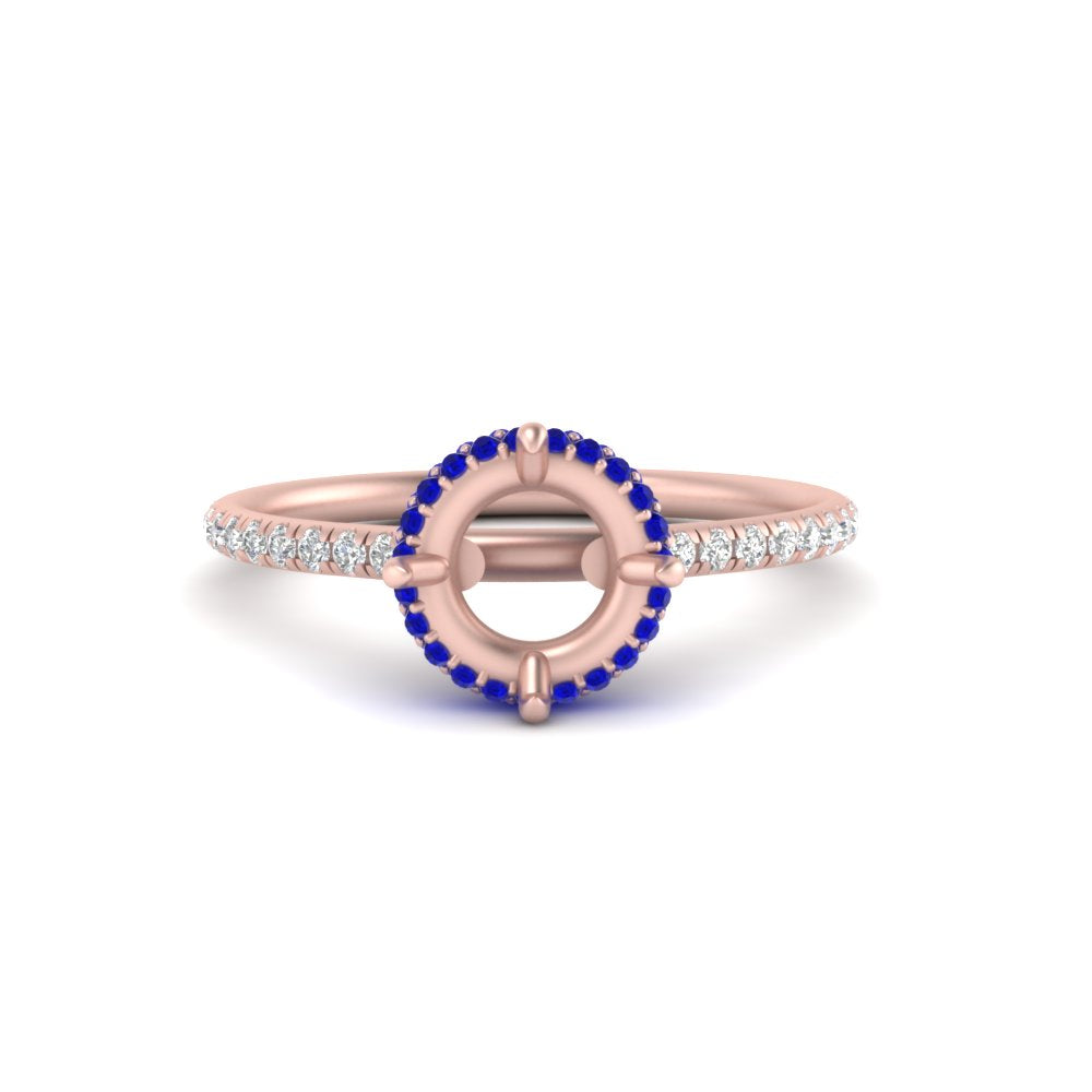 Semi Mount Compass Point Under Halo Engagement Ring