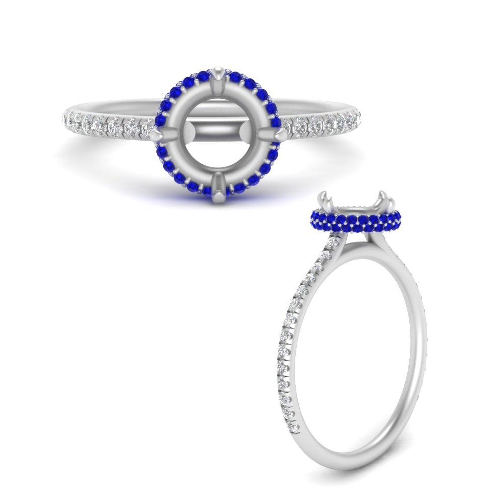 Semi Mount Compass Point Under Halo Engagement Ring