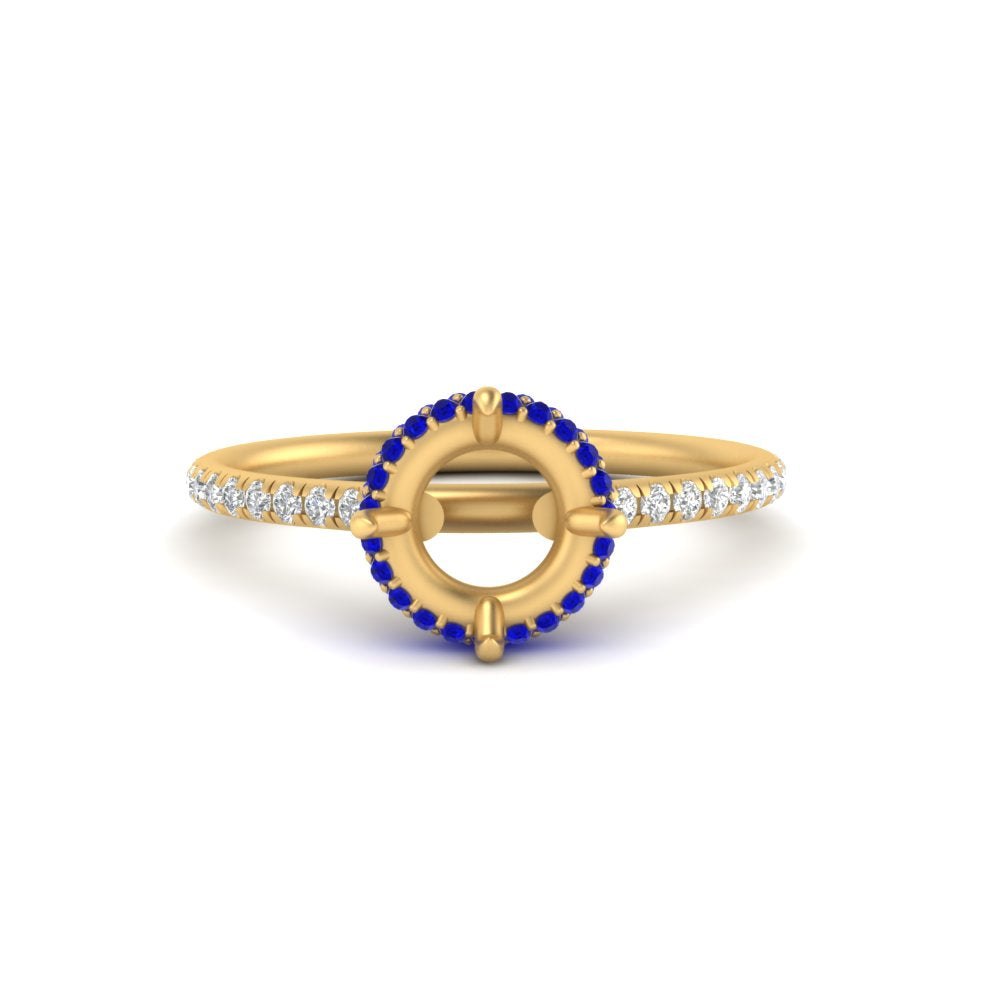 Semi Mount Compass Point Under Halo Engagement Ring
