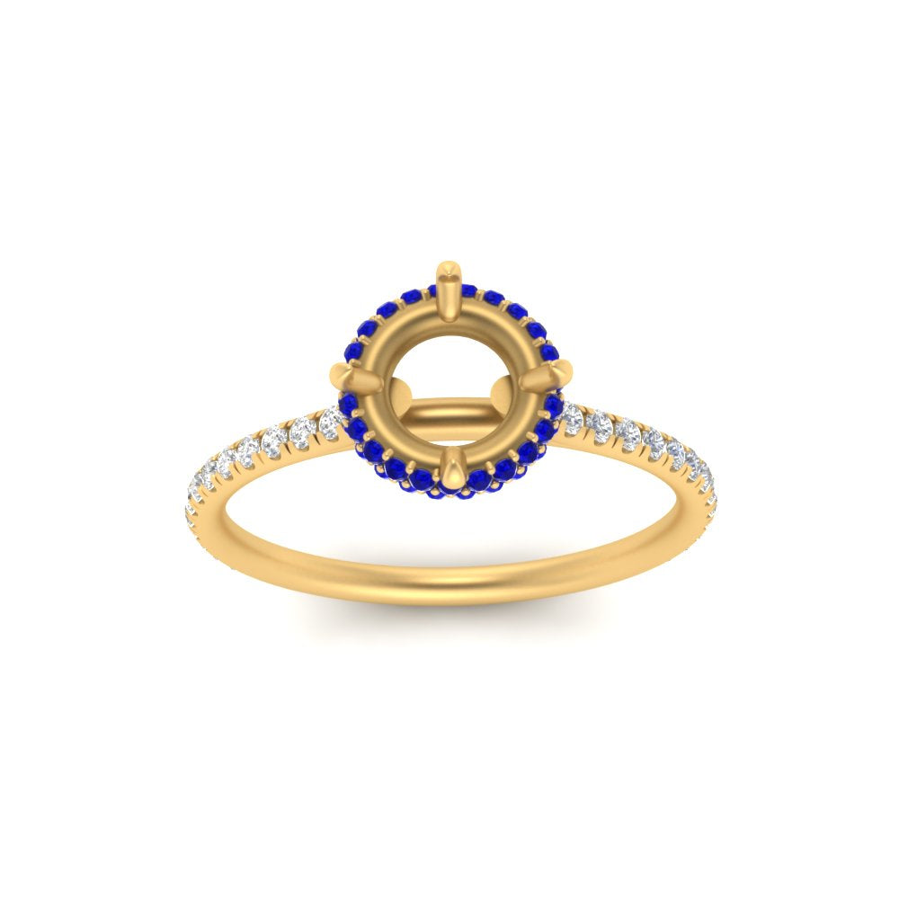 Semi Mount Compass Point Under Halo Engagement Ring