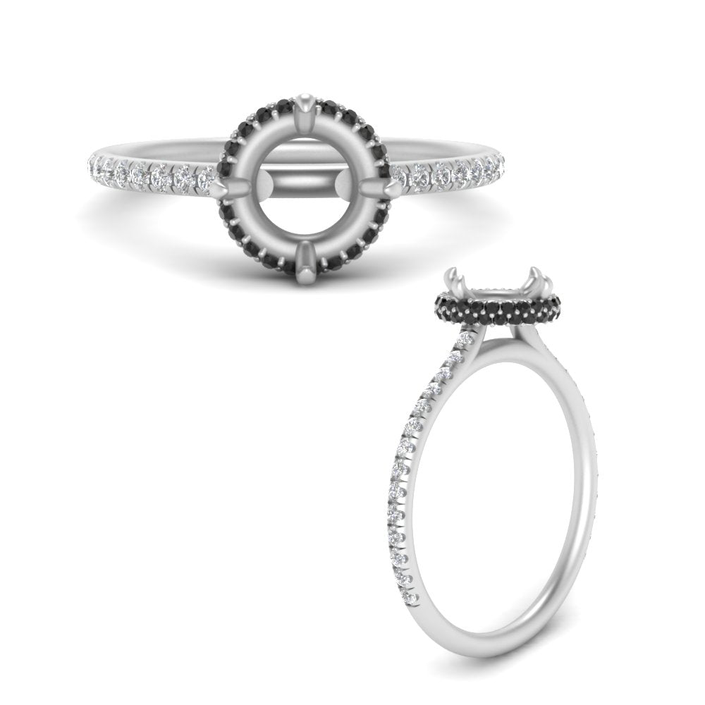 Semi Mount Compass Point Under Halo Engagement Ring