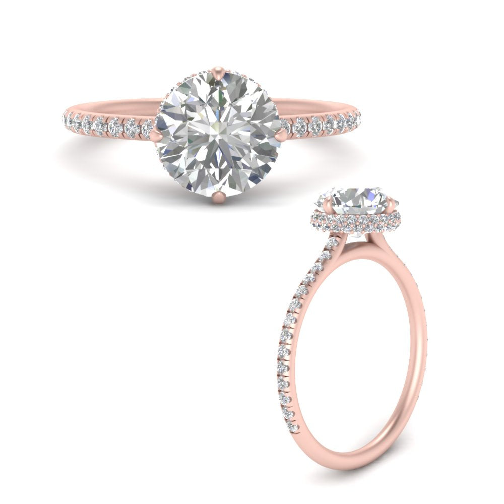 Compass Point Under Halo Engagement Ring